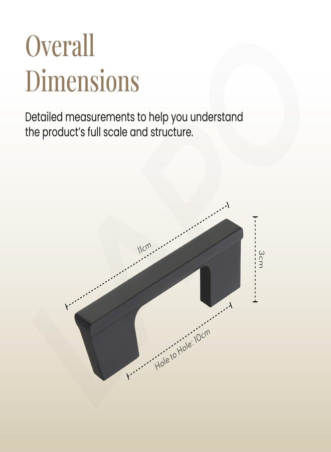 LAPO مقبض درج من قطعتين من لابو للمطبخ، مقابض للخزائن، مقبض نافذة 4 بوصة، مقابض لأبواب المعابد والخزائن ودواليب الملابس (110 مم، لون أسود، ضمان 3 سنوات) M-OH - Image 2